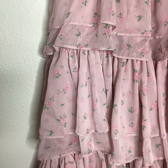 JESSAKAE Emmylou Midi Dress Ruffles Pink Roses NEW XL - Picture 7 of 12